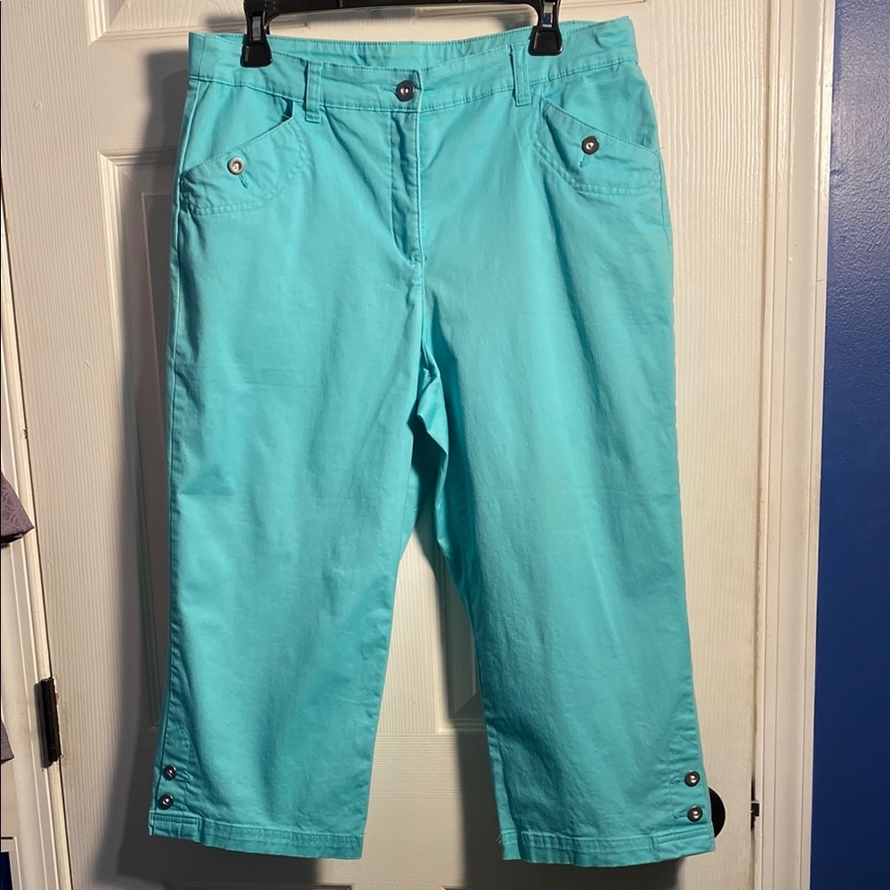 Karen Scott Aqua Blue Cropped Pants Size 12